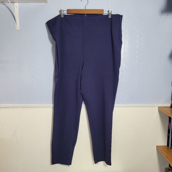 Fabletics 4X Navy Blue High Rise Full Length Ponte Skinny Zip-Split Leggings - Picture 1 of 8